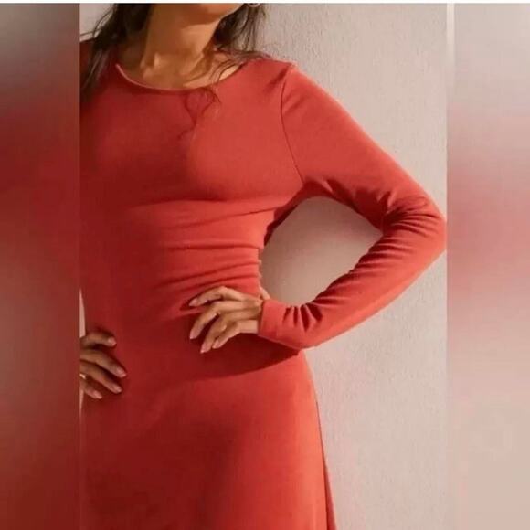 Free People Beach Aubre Open-Back Essential Maxi Dress in Burnt Orange S - Picture 2 of 8